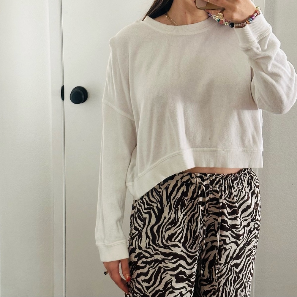 Splendid white cropped sweatshirt jumper